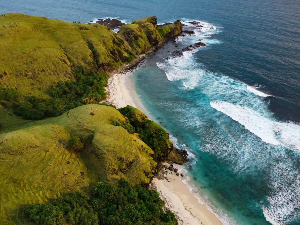Wide beachfront land for sale Lombok Sumbawa coastline view for development