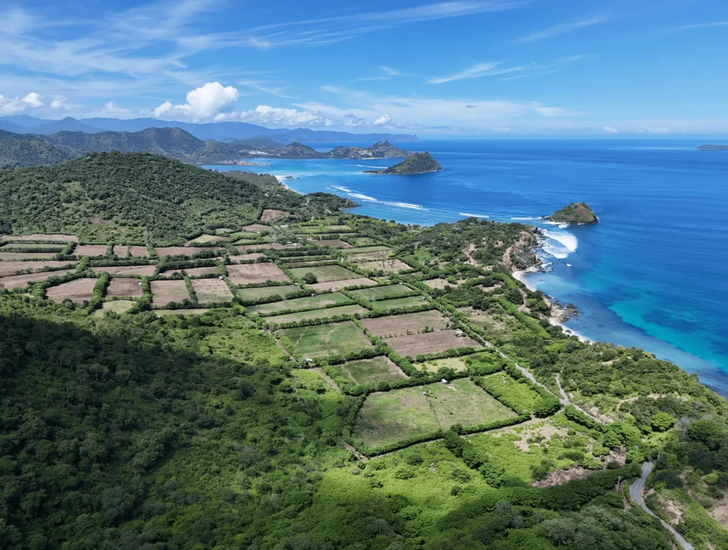 Aerial view of Moro Bay land plot near Dirty Hippies surf break