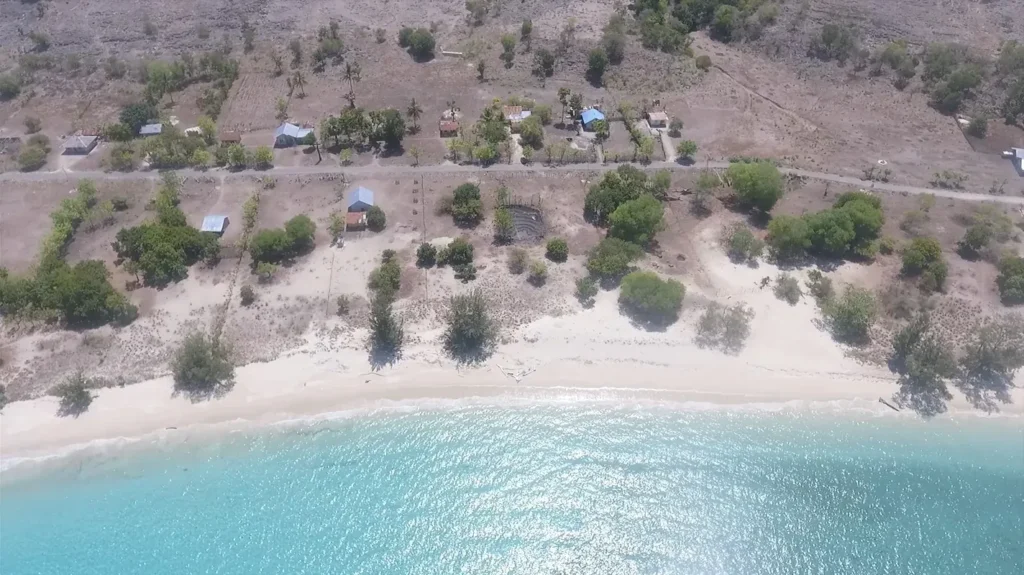 Overhead view of the plot outline along the shoreline at Lenang Beachfront, Lenang, Umbu Ratu Nggay, Central Sumba