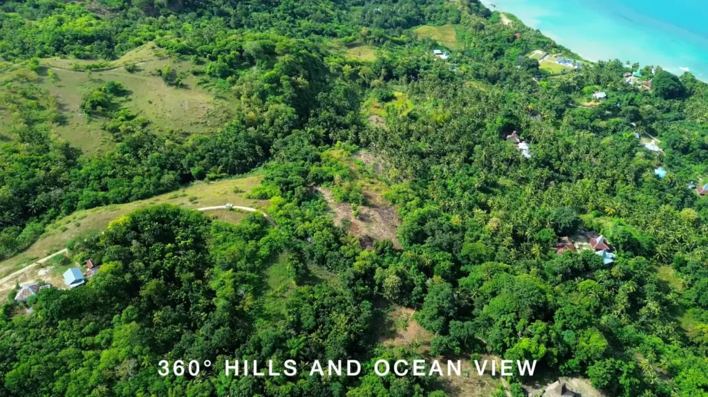 Wooded hills and rural fields overlooking the ocean at Waimangoma, Rua, Wanokaka, West Sumba